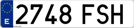 Ejemplo de matrícula española 2748 FSH