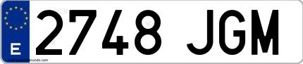 Ejemplo de matrícula española 2748 JGM