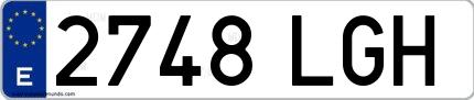 Ejemplo de matrícula española 2748 LGH