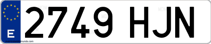 Ejemplo de matrícula de coche ordinaria 2749 HJN