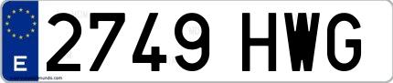 Ejemplo de matrícula española 2749 HWG