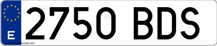 Ejemplo de matrícula española 2750 BDS