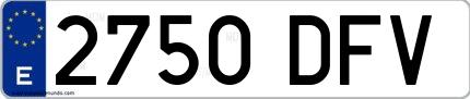 Ejemplo de matrícula española 2750 DFV