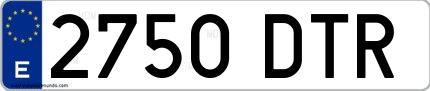 Ejemplo de matrícula española 2750 DTR