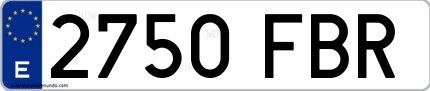 Ejemplo de matrícula española 2750 FBR