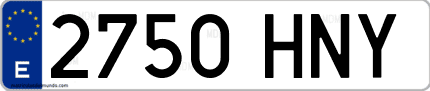 Ejemplo de matrícula de coche ordinaria 2750 HNY