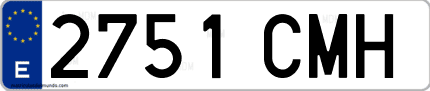 Ejemplo de matrícula de coche ordinaria 2751 CMH