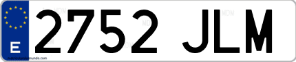 Ejemplo de matrícula de coche ordinaria 2752 JLM