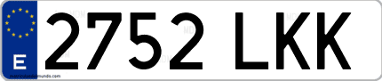 Ejemplo de matrícula de coche ordinaria 2752 LKK