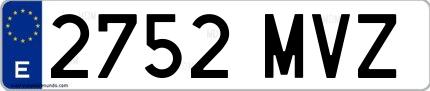 Ejemplo de matrícula española 2752 MVZ