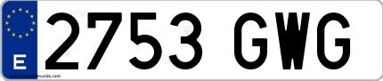 Ejemplo de matrícula de coche ordinaria 2753 GWG