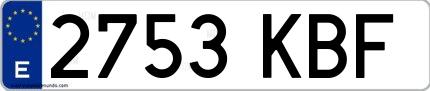 Ejemplo de matrícula española 2753 KBF
