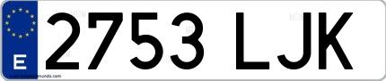 Ejemplo de matrícula española 2753 LJK
