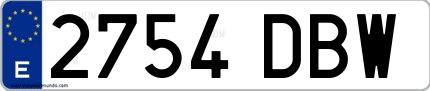 Ejemplo de matrícula española 2754 DBW