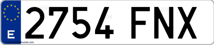 Ejemplo de matrícula de coche ordinaria 2754 FNX