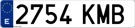 Ejemplo de matrícula de coche ordinaria 2754 KMB