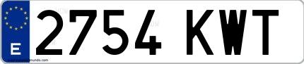 Ejemplo de matrícula española 2754 KWT