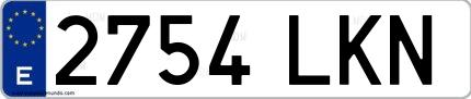 Ejemplo de matrícula española 2754 LKN