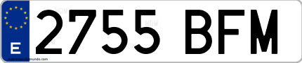 Ejemplo de matrícula de coche ordinaria 2755 BFM