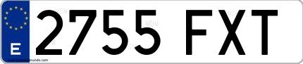 Ejemplo de matrícula española 2755 FXT