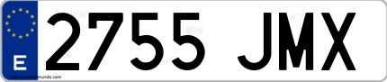 Ejemplo de matrícula española 2755 JMX