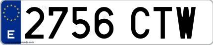 Ejemplo de matrícula española 2756 CTW