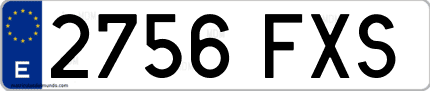 Ejemplo de matrícula de coche ordinaria 2756 FXS