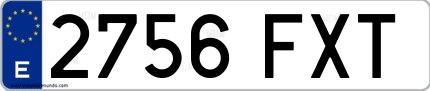 Ejemplo de matrícula española 2756 FXT
