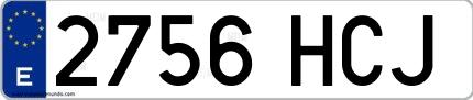 Ejemplo de matrícula española 2756 HCJ