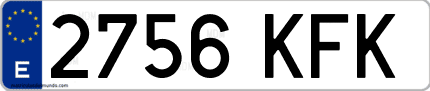 Ejemplo de matrícula de coche ordinaria 2756 KFK