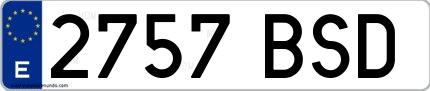 Ejemplo de matrícula española 2757 BSD