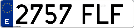 Ejemplo de matrícula de coche ordinaria 2757 FLF