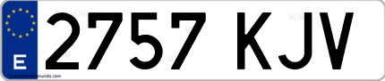 Ejemplo de matrícula de coche ordinaria 2757 KJV