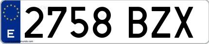 Ejemplo de matrícula española 2758 BZX