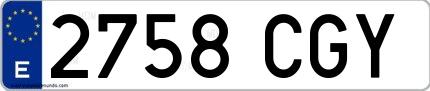Ejemplo de matrícula española 2758 CGY