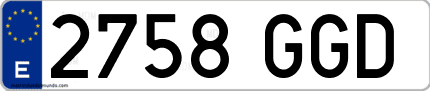 Ejemplo de matrícula de coche ordinaria 2758 GGD