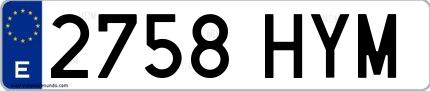 Ejemplo de matrícula española 2758 HYM