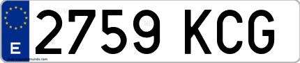 Ejemplo de matrícula de coche ordinaria 2759 KCG