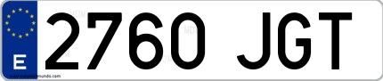 Ejemplo de matrícula española 2760 JGT