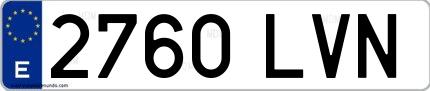 Ejemplo de matrícula española 2760 LVN
