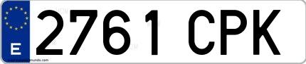 Ejemplo de matrícula española 2761 CPK