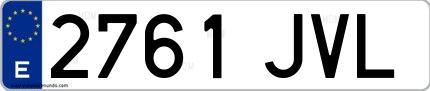 Ejemplo de matrícula española 2761 JVL