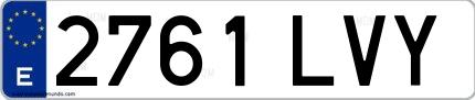 Ejemplo de matrícula española 2761 LVY