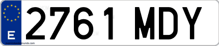 Ejemplo de matrícula de coche ordinaria 2761 MDY