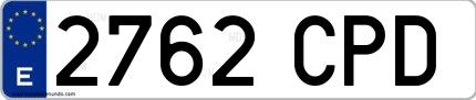 Ejemplo de matrícula española 2762 CPD