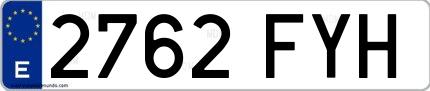 Ejemplo de matrícula española 2762 FYH