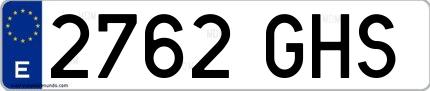 Ejemplo de matrícula española 2762 GHS