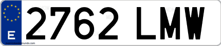 Ejemplo de matrícula de coche ordinaria 2762 LMW
