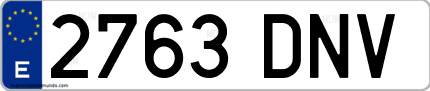 Ejemplo de matrícula de coche ordinaria 2763 DNV