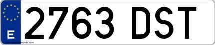 Ejemplo de matrícula española 2763 DST